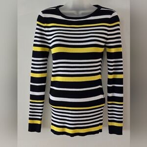 Premise Ribbed Knit Sweater Sz Small Long Sleeve Striped Multicolor Euc